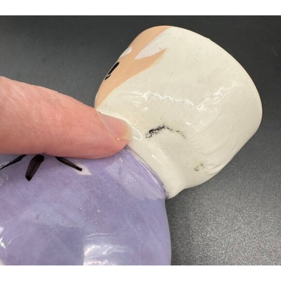 Vintage Double Egg Cup Cleminsons Pottery Old Man Purple Anthropomorphic Kitschy - Picture 8 of 10